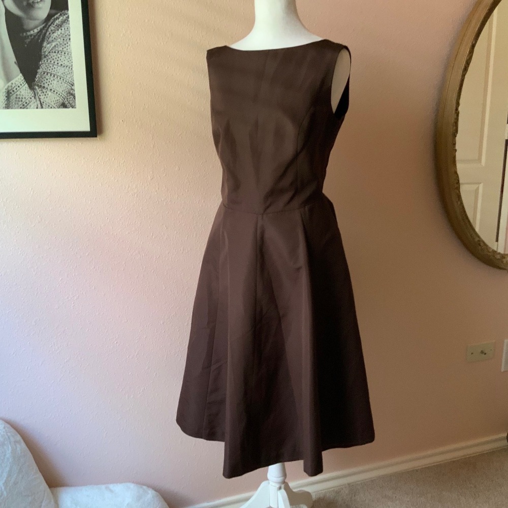 Gorgeous 2000s Isaac Mizrahi x Target Deep‎ Brown Office Midi Dress